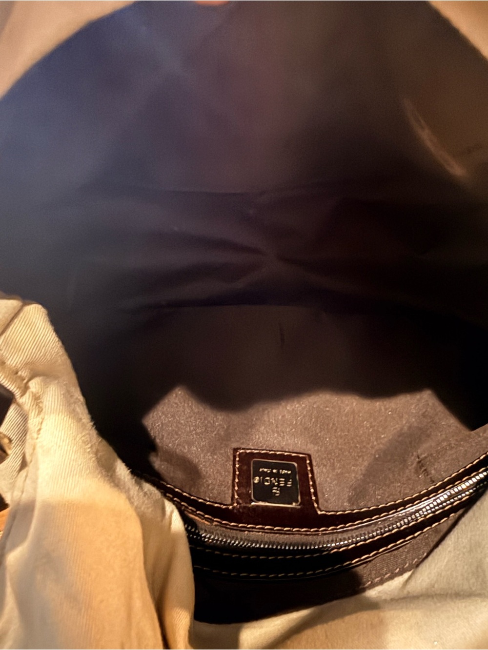 Vintage Fendi Canvas Tote with Brown Leather Trim - Picture 5 of 9